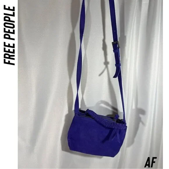 FREE PEOPLE CODY SUEDE CROSSBODY TOTE REGENCY PURPLE NEW - Picture 4 of 6